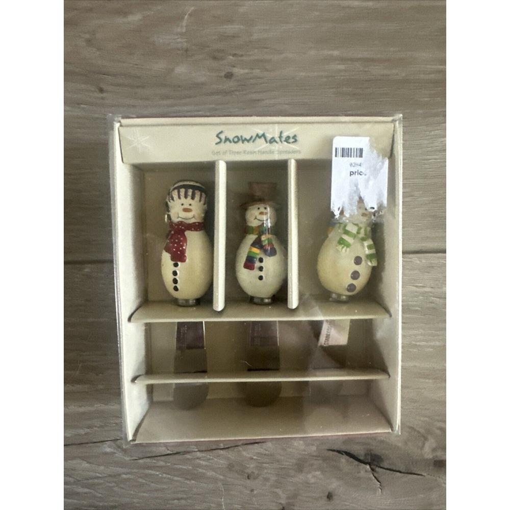 ONEIDA Snowmates, Set Of Three Jolly‎ Christmas Snowmen, Cheese Spreader.